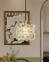 vintage-brass-and-flowered-glass-charlotte-pendant-light-fixture-for-entryway-lighting