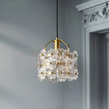 vintage-brass-and-flowered-glass-charlotte-pendant-light-fixture-for-entryway-lighting