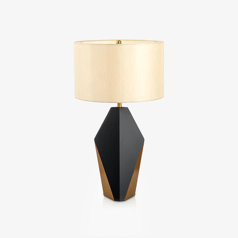Checklist Modern Minimalist Metal Table Lamp with Beige Fabric Shade and Gold Finish