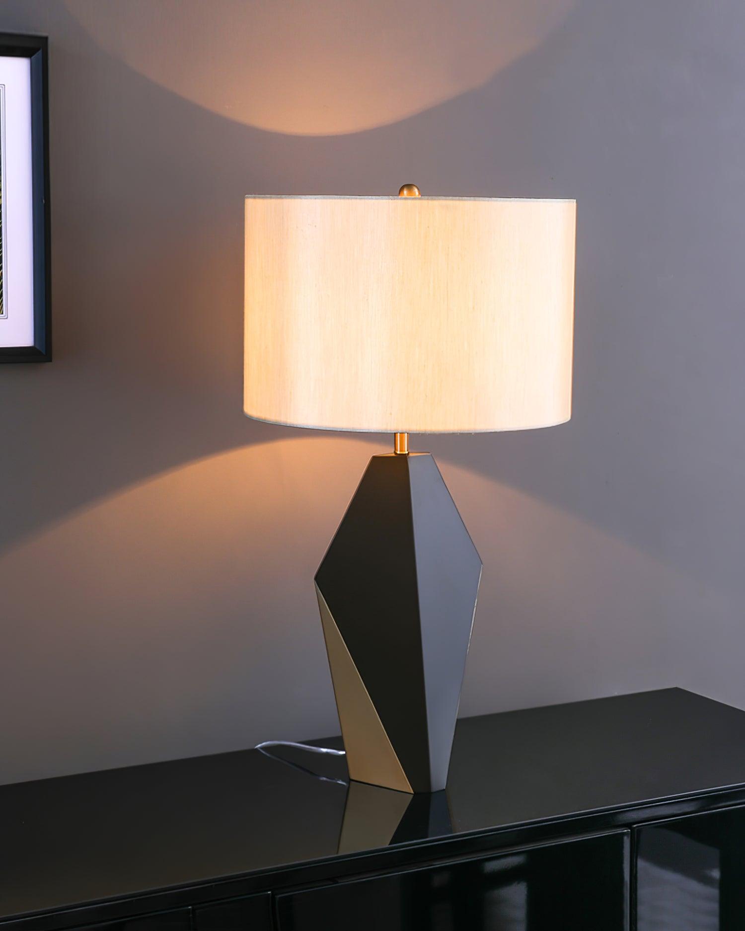 Checklist Modern Minimalist Metal Table Lamp with Beige Fabric Shade and Gold Finish