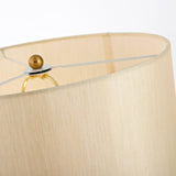 Checklist Modern Minimalist Metal Table Lamp with Beige Fabric Shade and Gold Finish