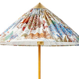 Mid Century Modern Rattan Stem Floor Lamp with Elegant Fabric Shade for Indoor Living Spaces