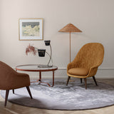 Mid Century Modern Rattan Stem Floor Lamp with Elegant Fabric Shade for Indoor Living Spaces