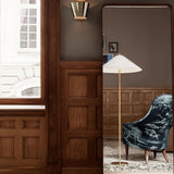 Mid Century Modern Rattan Stem Floor Lamp with Elegant Fabric Shade for Indoor Living Spaces