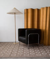Mid Century Modern Rattan Stem Floor Lamp with Elegant Fabric Shade for Indoor Living Spaces