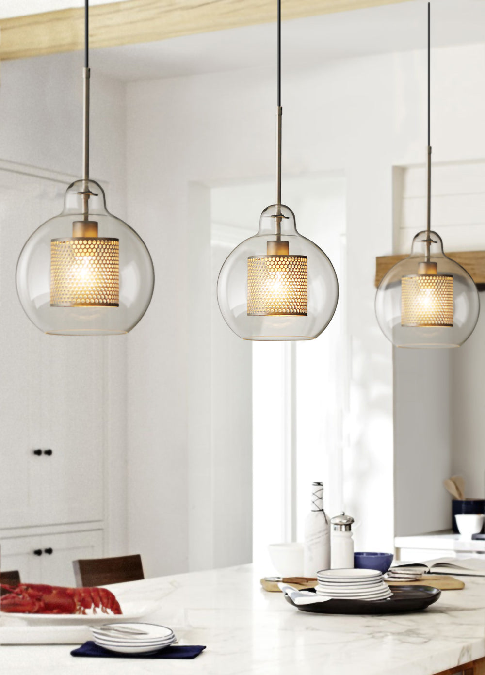 Modern Chiswick Glass Pendant Lamp for Kitchen Island and Living Room Lighting