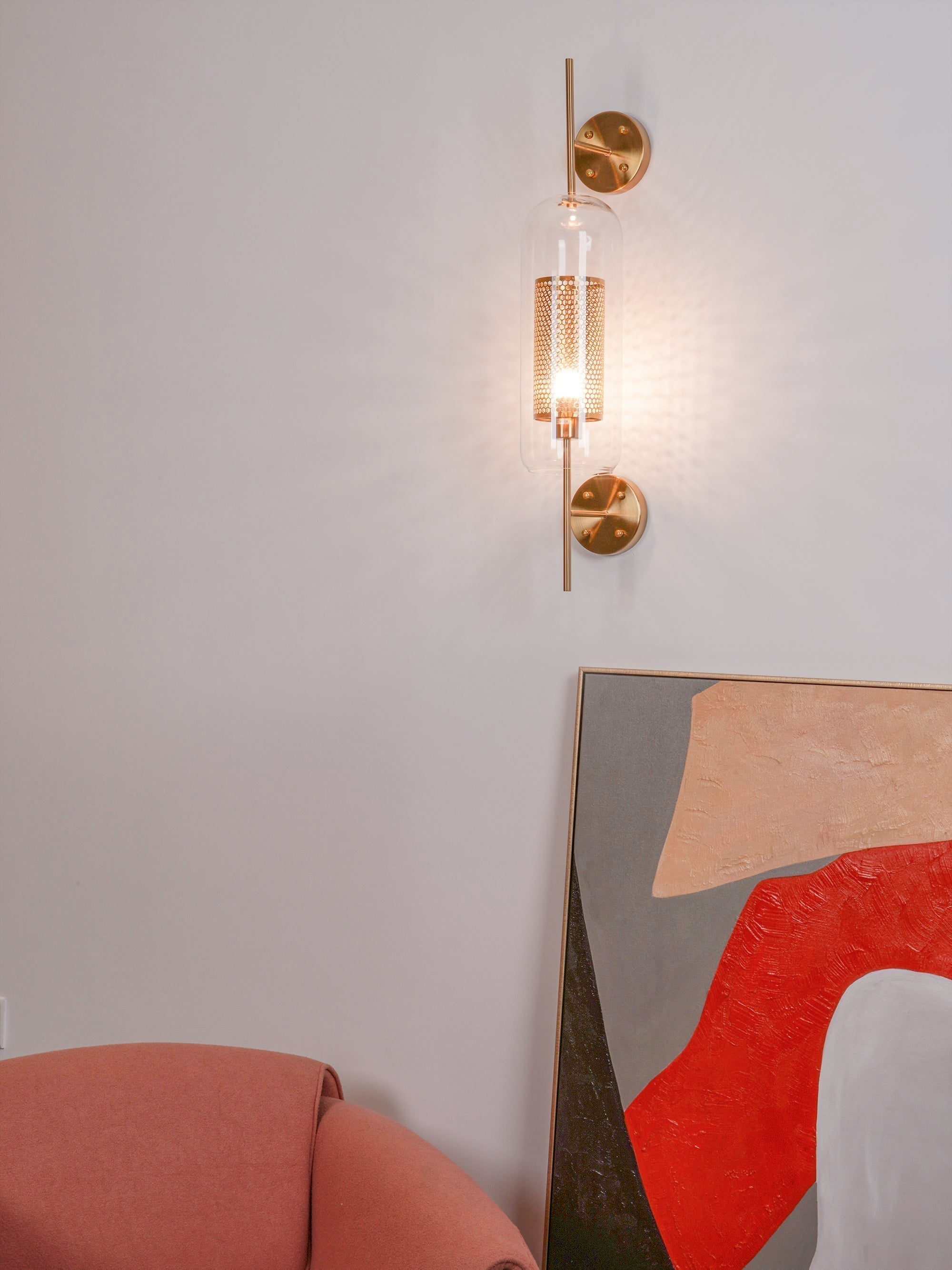 Contemporary Chiswick Glass Wall Sconce Sphere and Capsule Indoor Lighting Fixture
