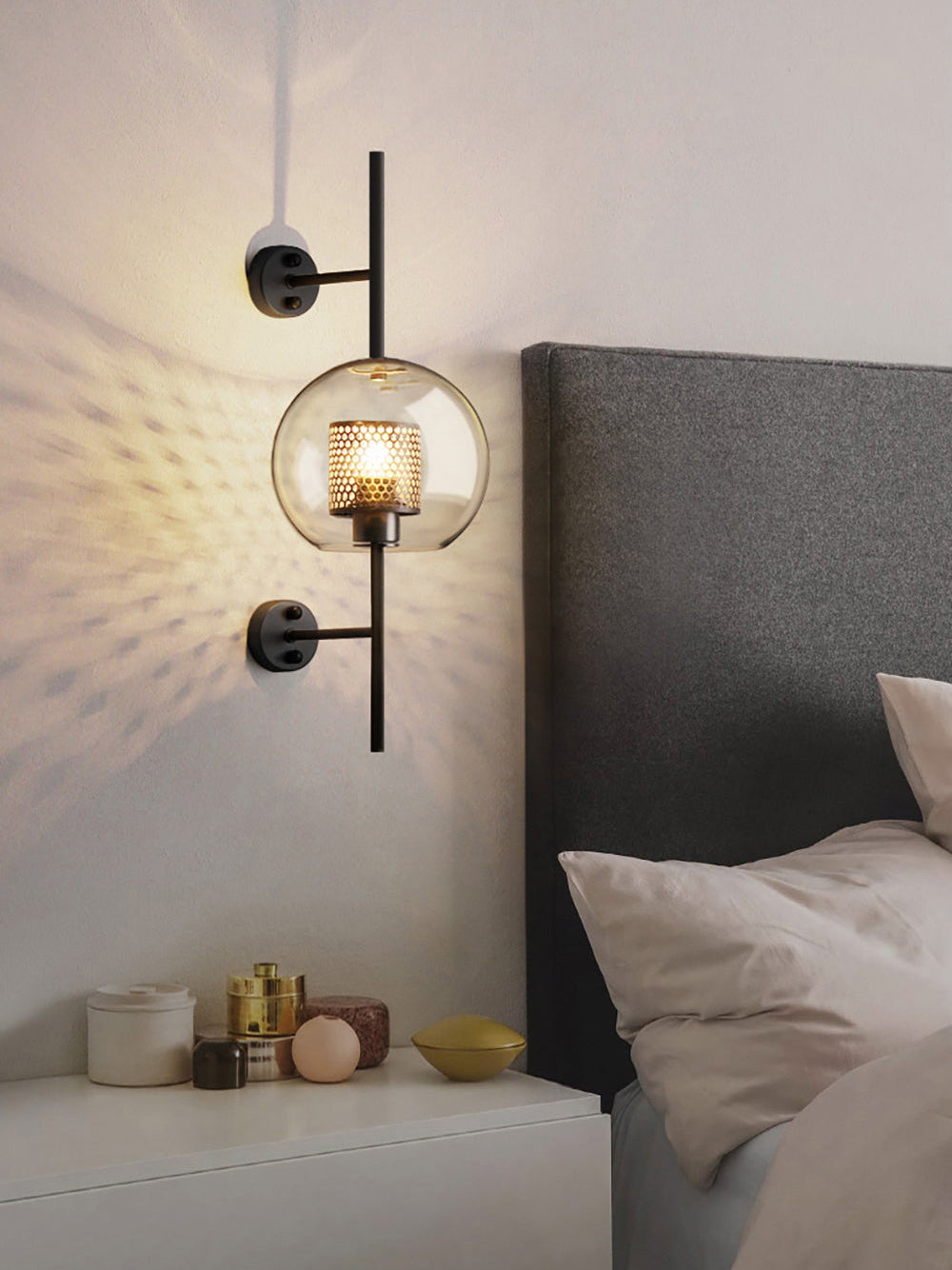 Contemporary Chiswick Glass Wall Sconce Sphere and Capsule Indoor Lighting Fixture