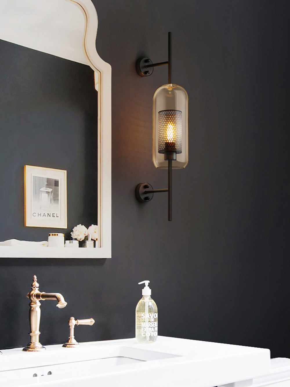 Contemporary Chiswick Glass Wall Sconce Sphere and Capsule Indoor Lighting Fixture