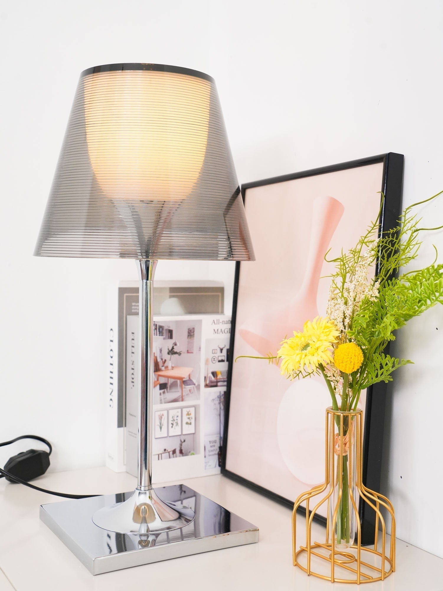 Modern Chrome Prism Table Lamp with Dual Diffuser and Polished Aluminum Base