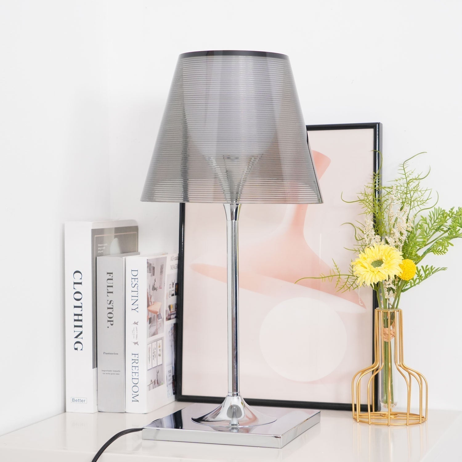 Modern Chrome Prism Table Lamp with Dual Diffuser and Polished Aluminum Base