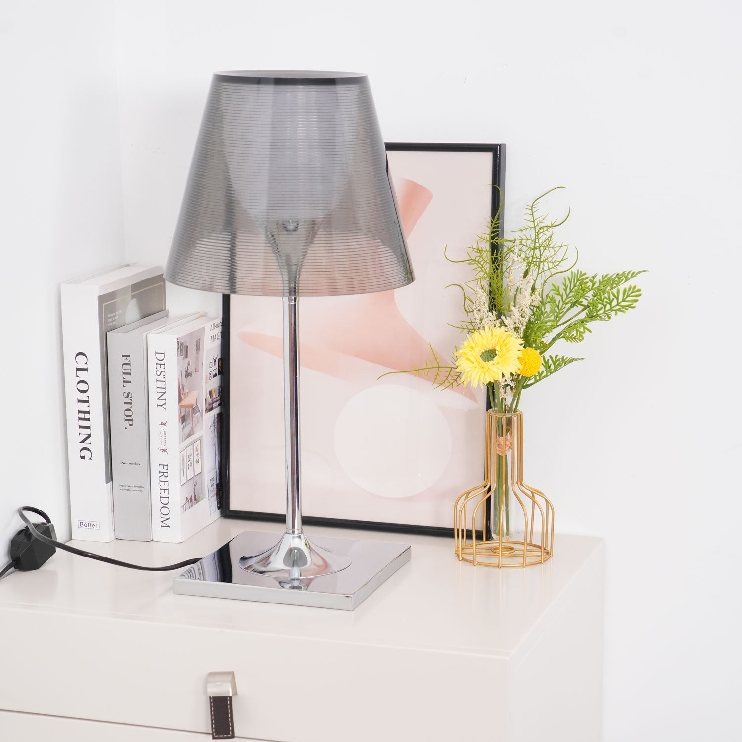 Modern Chrome Prism Table Lamp with Dual Diffuser and Polished Aluminum Base