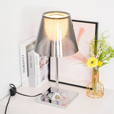 Modern Chrome Prism Table Lamp with Dual Diffuser and Polished Aluminum Base