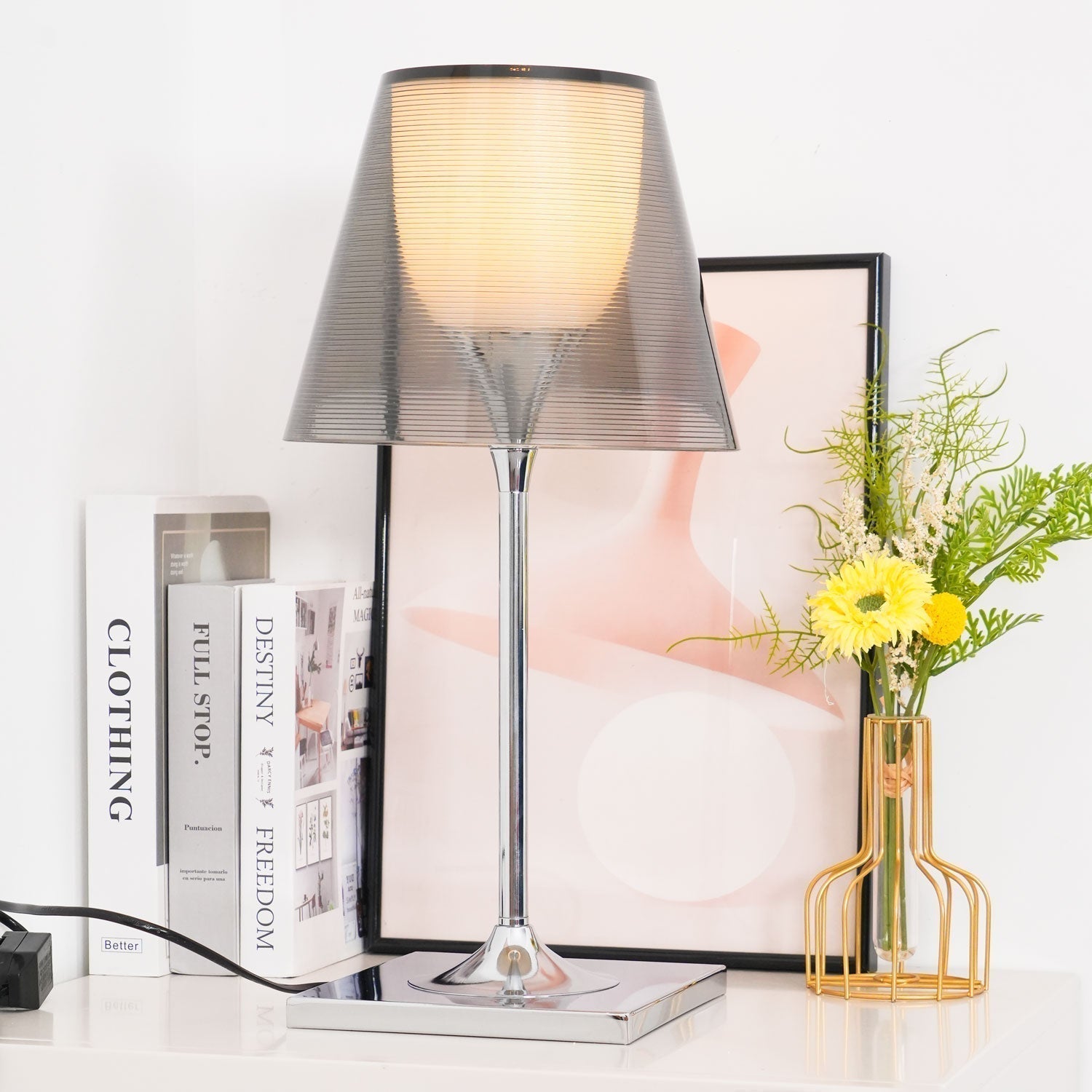 Modern Chrome Prism Table Lamp with Dual Diffuser and Polished Aluminum Base