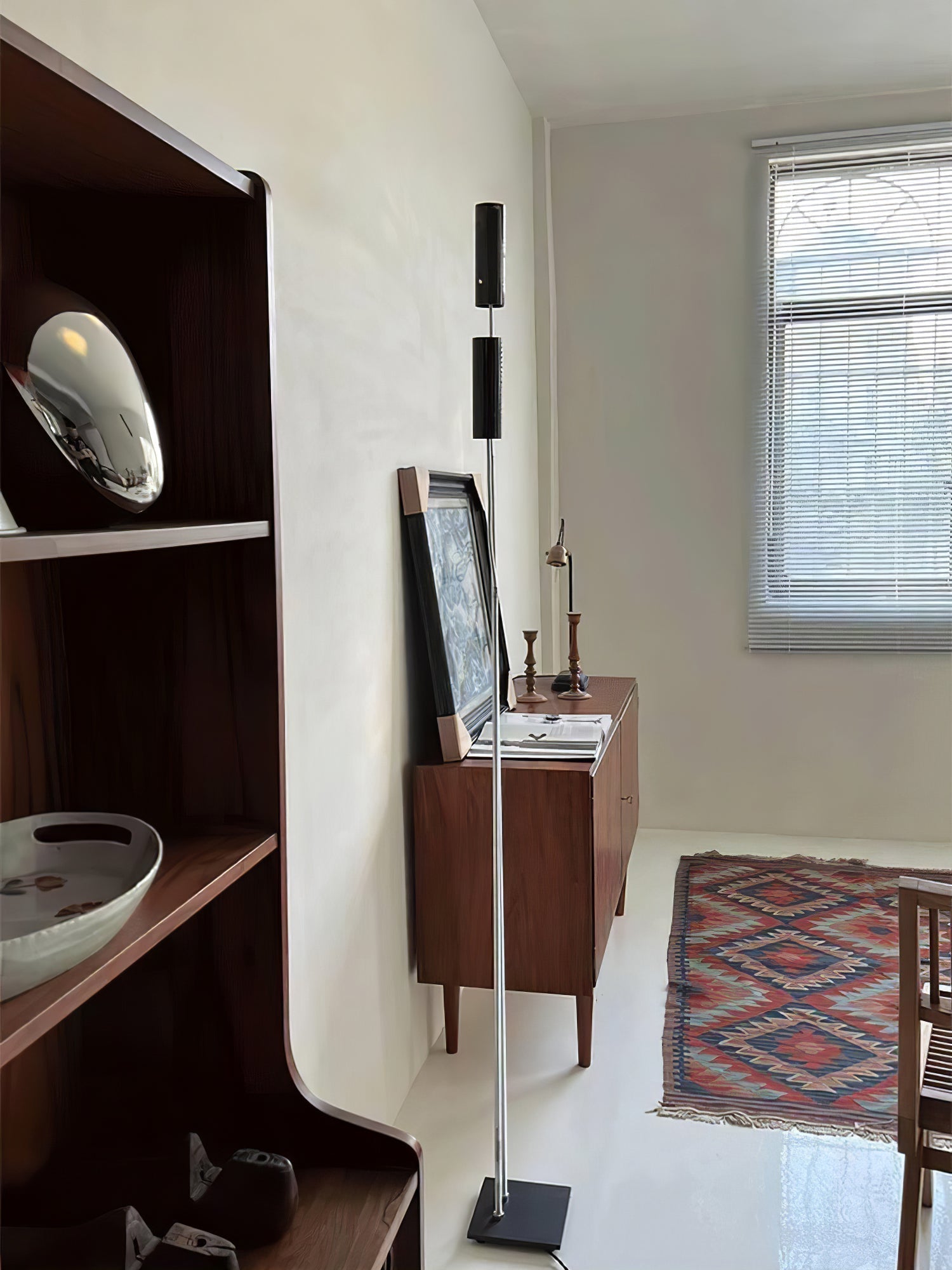 Modern Minimalist Cima Floor Lamp with Black Cylindrical Uplight Heads