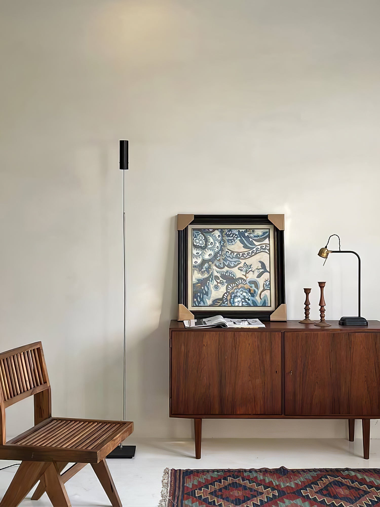 Modern Minimalist Cima Floor Lamp with Black Cylindrical Uplight Heads