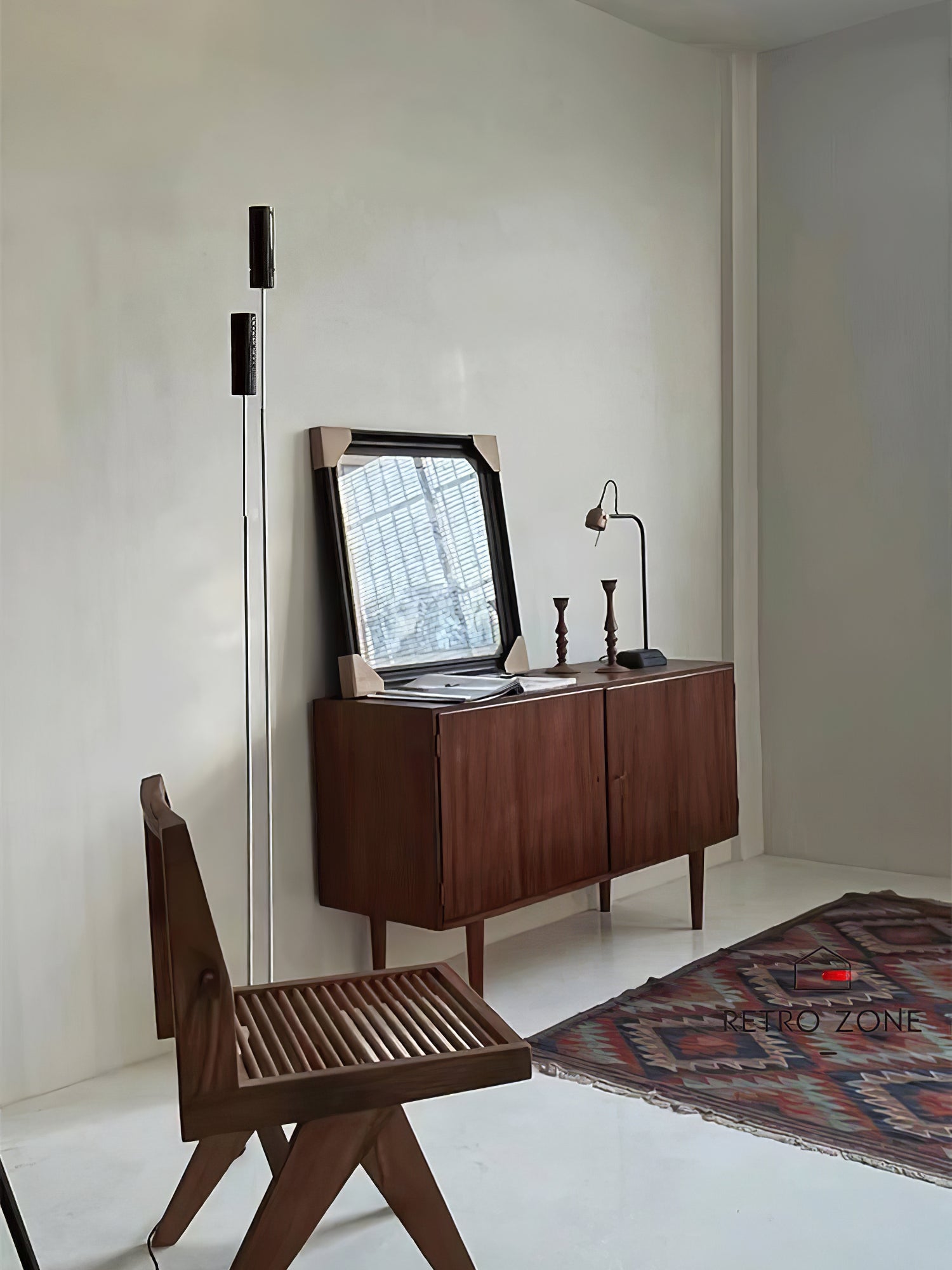 Modern Minimalist Cima Floor Lamp with Black Cylindrical Uplight Heads