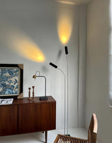 Modern Minimalist Cima Floor Lamp with Black Cylindrical Uplight Heads