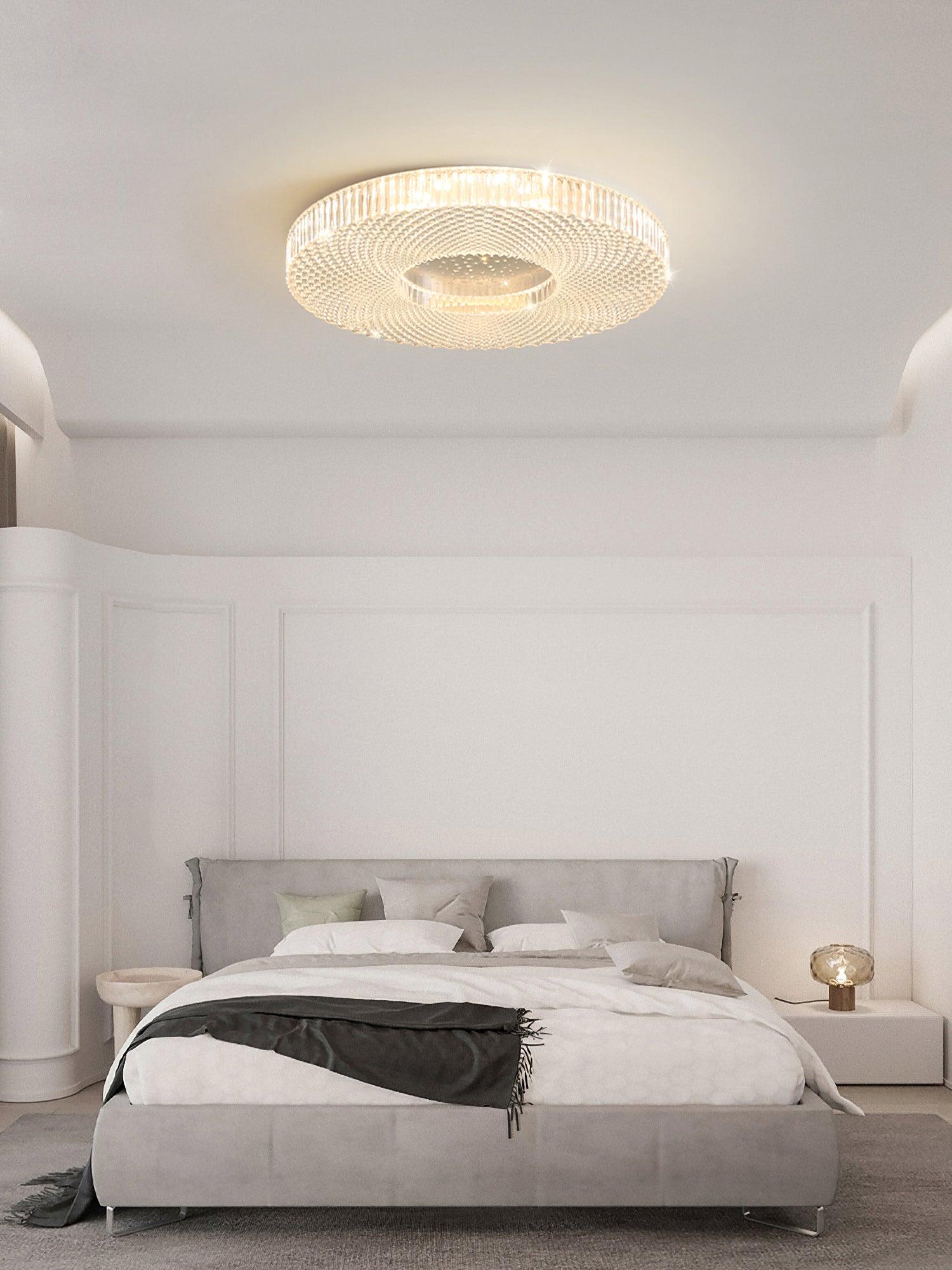 Cimona Modern Round Geometric LED Flush Mount Light Gold and White Finish