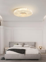 Cimona Modern Round Geometric LED Flush Mount Light Gold and White Finish