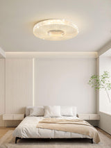 Cimona Modern Round Geometric LED Flush Mount Light Gold and White Finish