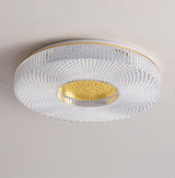 Cimona Modern Round Geometric LED Flush Mount Light Gold and White Finish