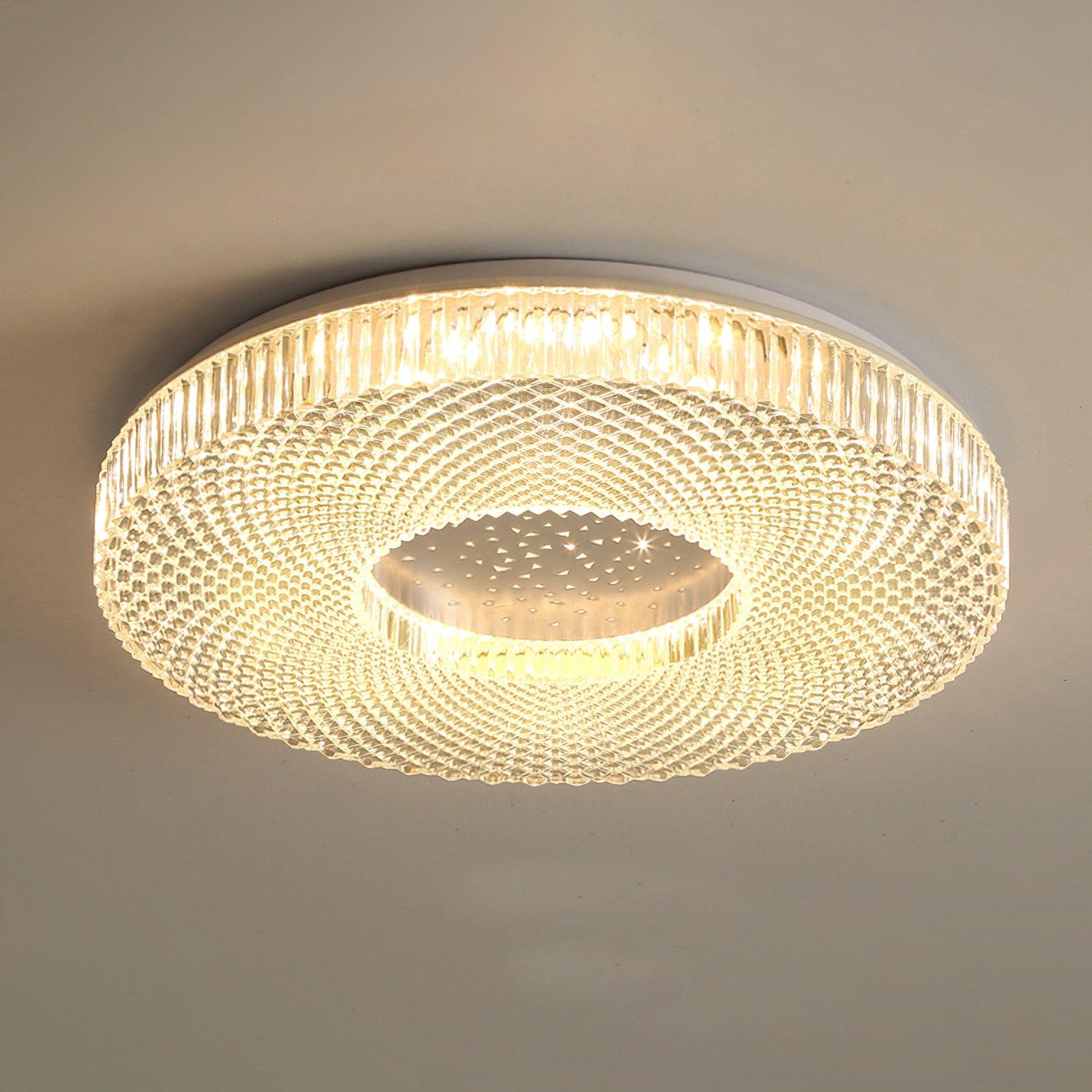 Cimona Modern Round Geometric LED Flush Mount Light Gold and White Finish