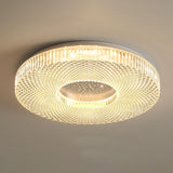 Cimona Modern Round Geometric LED Flush Mount Light Gold and White Finish