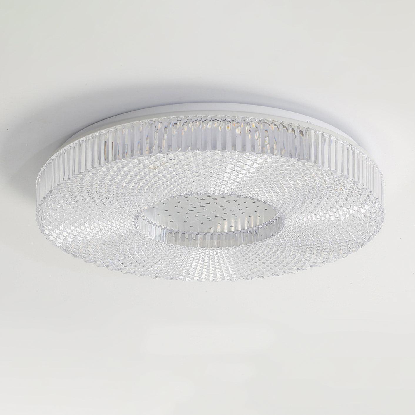 Cimona Modern Round Geometric LED Flush Mount Light Gold and White Finish