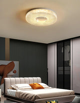 Cimona Modern Round Geometric LED Flush Mount Light Gold and White Finish