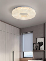 Cimona Modern Round Geometric LED Flush Mount Light Gold and White Finish