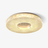 Cimona Modern Round Geometric LED Flush Mount Light Gold and White Finish