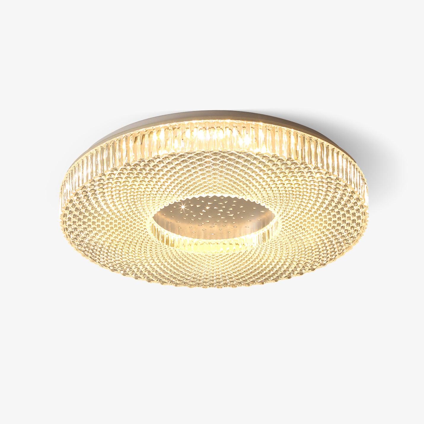Cimona Modern Round Geometric LED Flush Mount Light Gold and White Finish