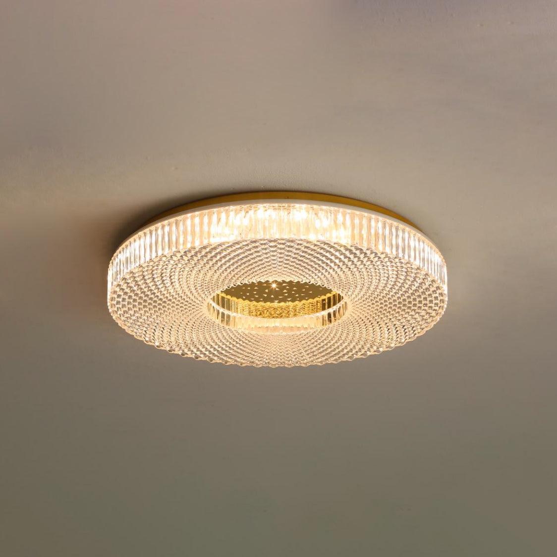 Cimona Modern Round Geometric LED Flush Mount Light Gold and White Finish