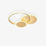 Modern Brass Interlocking Rings LED Ceiling Light Contemporary Flush Mount Fixture for Bedroom