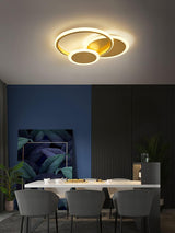 Modern Brass Interlocking Rings LED Ceiling Light Contemporary Flush Mount Fixture for Bedroom