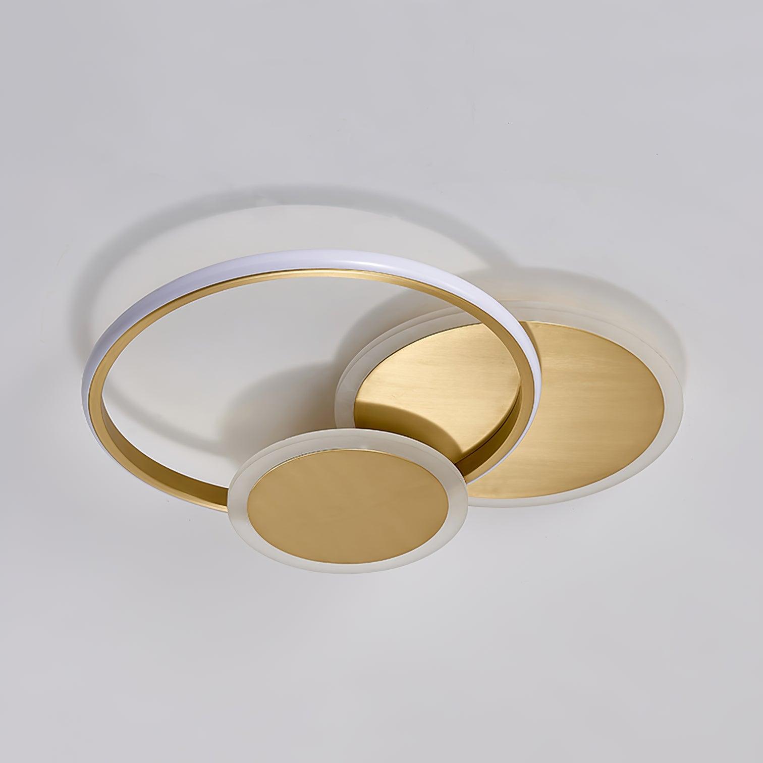 Modern Brass Interlocking Rings LED Ceiling Light Contemporary Flush Mount Fixture for Bedroom