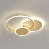 Modern Brass Interlocking Rings LED Ceiling Light Contemporary Flush Mount Fixture for Bedroom