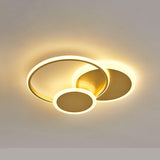 Modern Brass Interlocking Rings LED Ceiling Light Contemporary Flush Mount Fixture for Bedroom