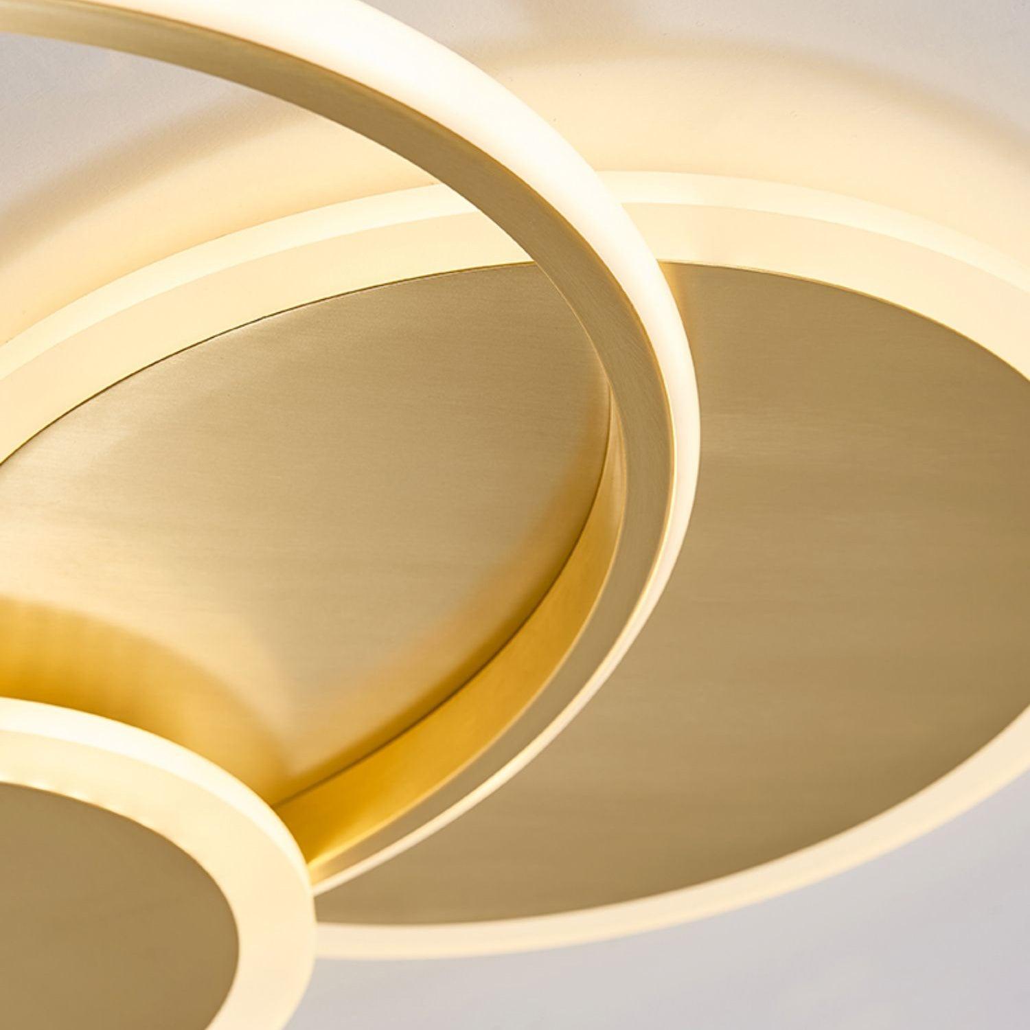 Modern Brass Interlocking Rings LED Ceiling Light Contemporary Flush Mount Fixture for Bedroom