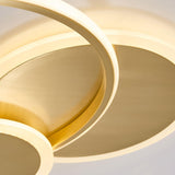 Modern Brass Interlocking Rings LED Ceiling Light Contemporary Flush Mount Fixture for Bedroom
