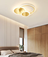 Modern Brass Interlocking Rings LED Ceiling Light Contemporary Flush Mount Fixture for Bedroom