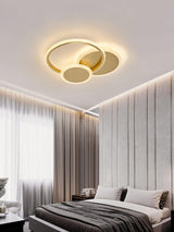 Modern Brass Interlocking Rings LED Ceiling Light Contemporary Flush Mount Fixture for Bedroom