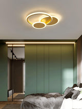 Modern Brass Interlocking Rings LED Ceiling Light Contemporary Flush Mount Fixture for Bedroom