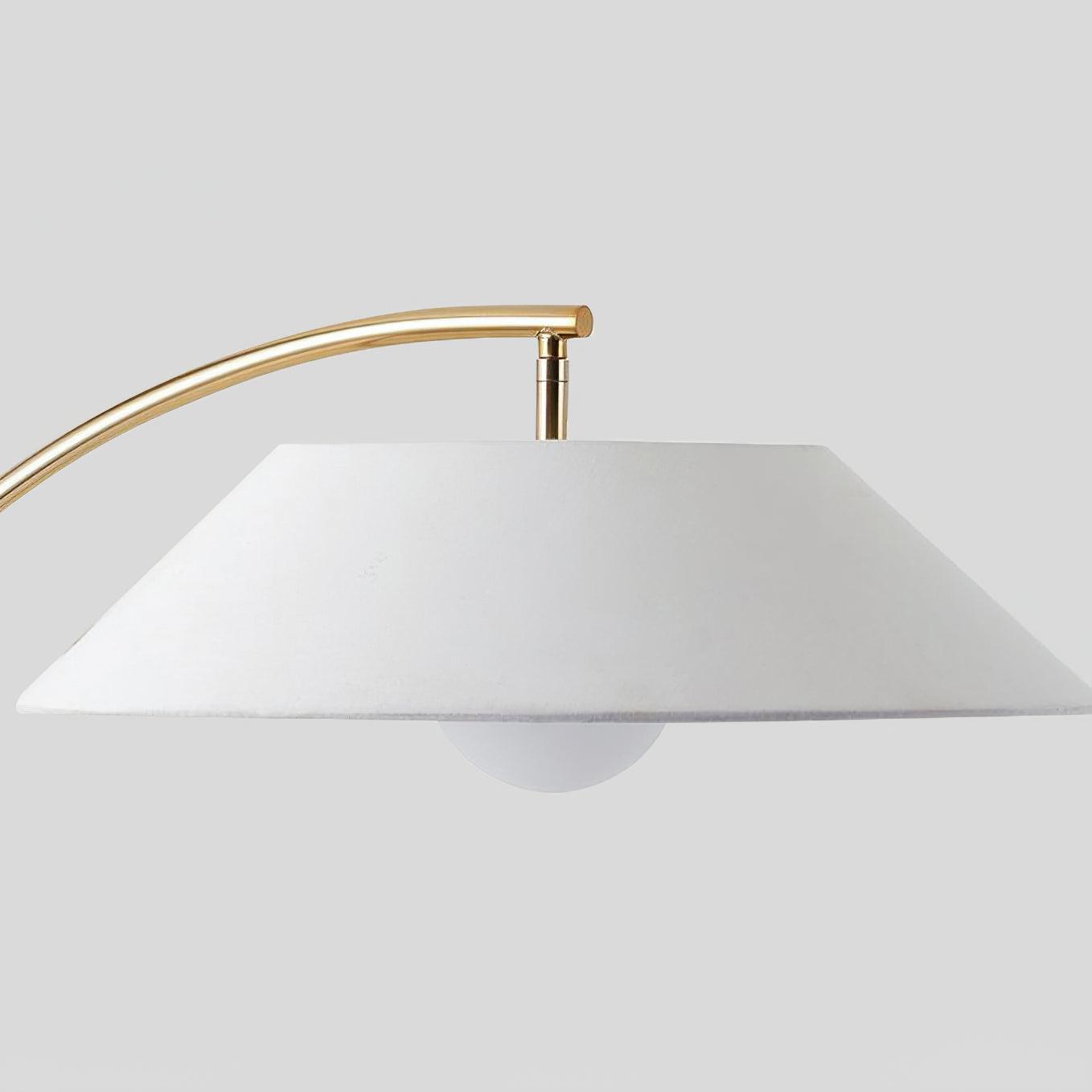 Contemporary Arched Floor Lamp Gold Finish with White Linen Cotton Shade