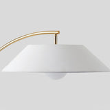 Contemporary Arched Floor Lamp Gold Finish with White Linen Cotton Shade