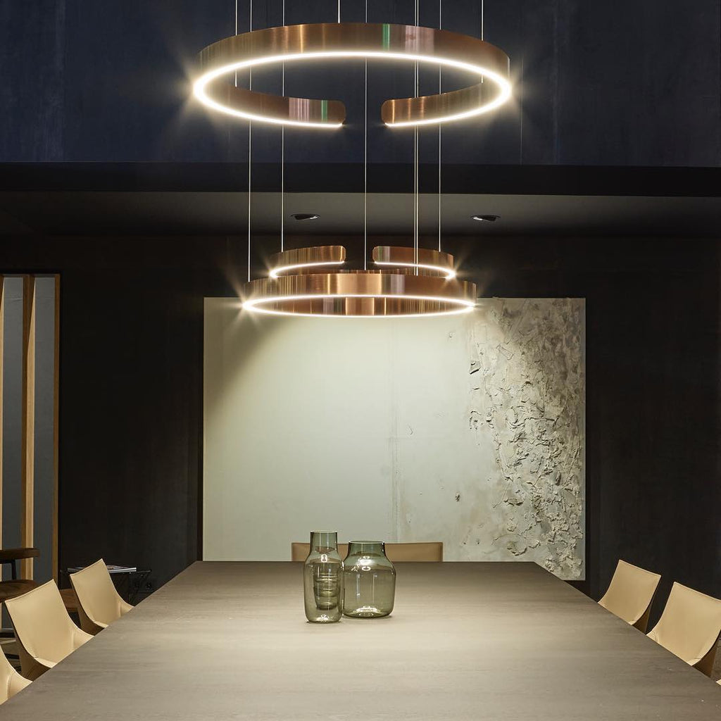 Modern LED Ring Pendant Light Circular Minimalist Chandelier for Living Room and Bedroom