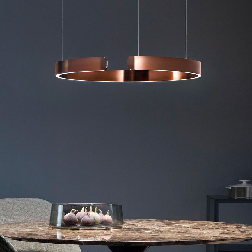 Modern LED Ring Pendant Light Circular Minimalist Chandelier for Living Room and Bedroom