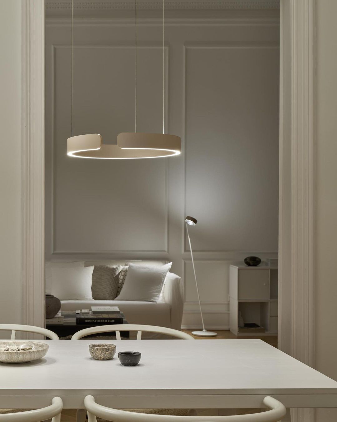 Modern LED Ring Pendant Light Circular Minimalist Chandelier for Living Room and Bedroom