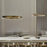 Modern LED Ring Pendant Light Circular Minimalist Chandelier for Living Room and Bedroom
